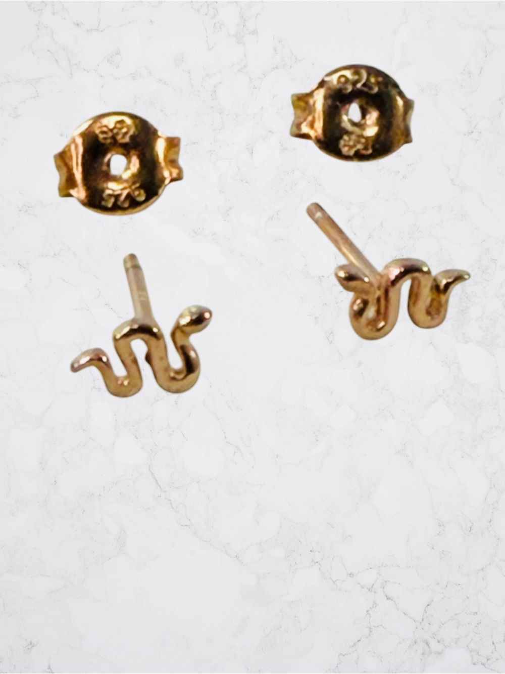 Sterling Silver 925 Gold Color Snake Mini Stud Post Earrings Reptile Fashion